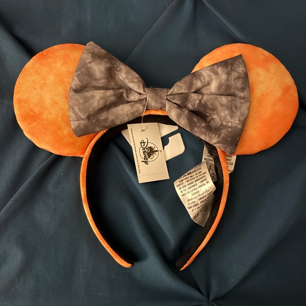 Disney Vibrant Orange Ears with Gray Bow